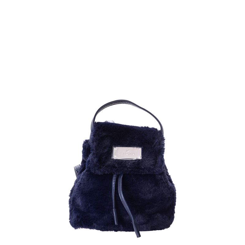 Mochila-Swarovski-Faux-Fur-Azul-Marinho