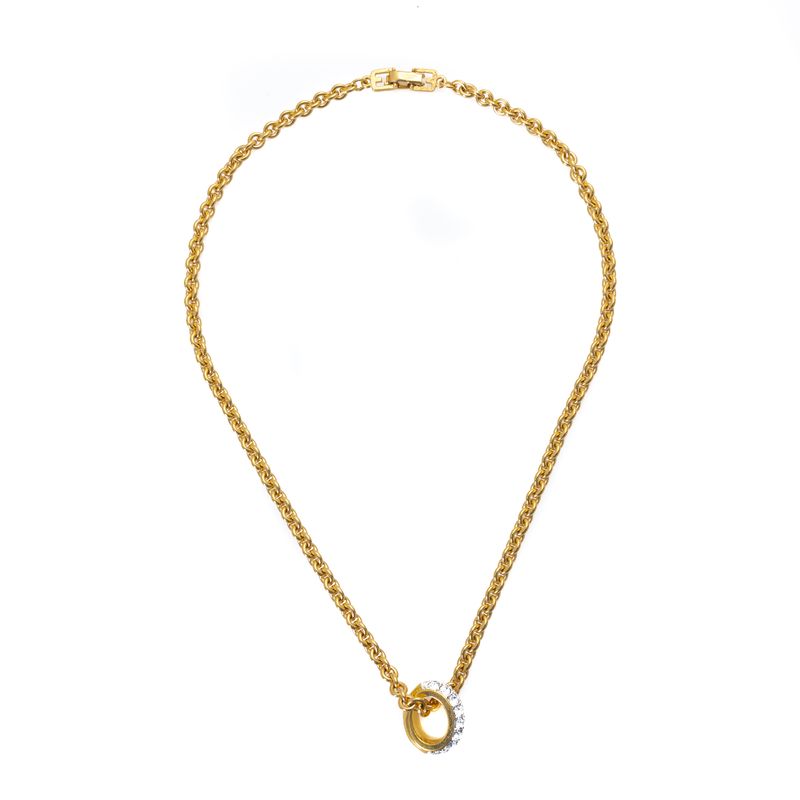 Corrente-Givenchy-Dourada-com-Pingente-Dourado-com-Strass