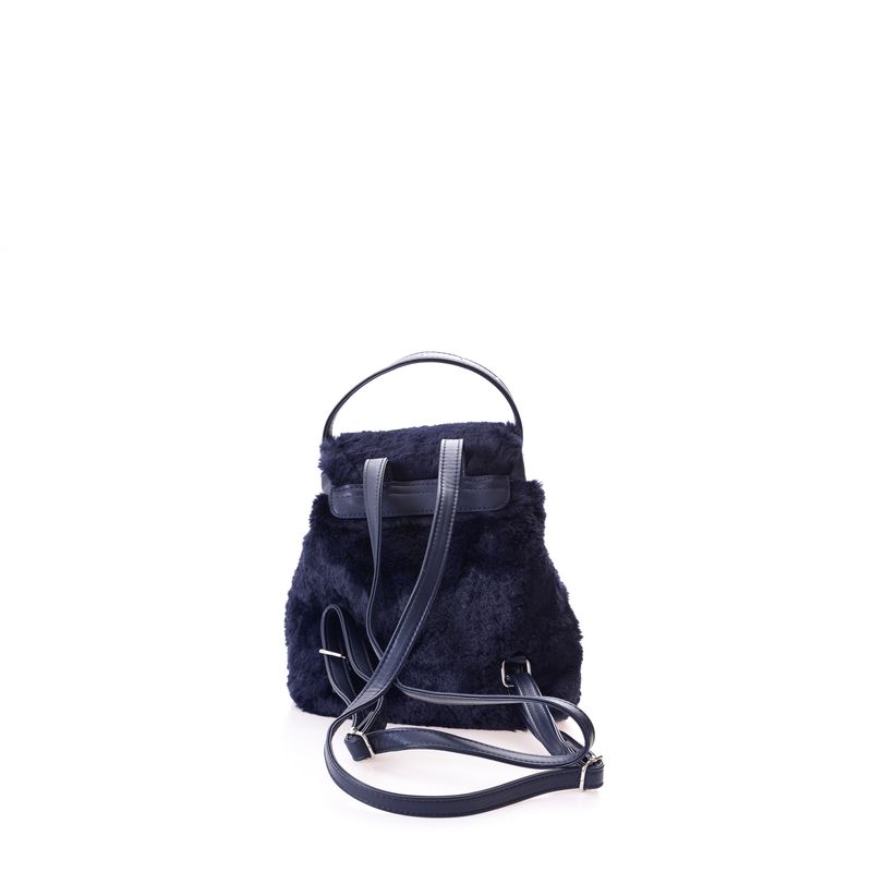 Mochila-Swarovski-Faux-Fur-Azul-Marinho