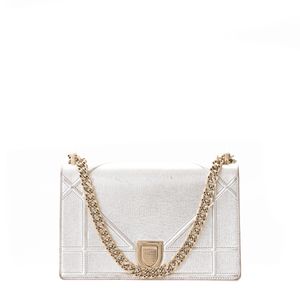 Bolsa Christian Dior Archicannage Diorama Couro Prateado