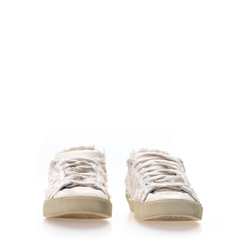 Tenis-Saint-Laurent-Court-Tecido-Cru-com-Estrelas
