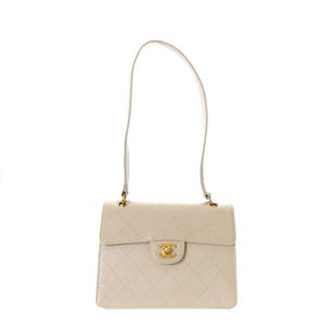 Bolsa Chanel Vintage Metalassê Couro Bege