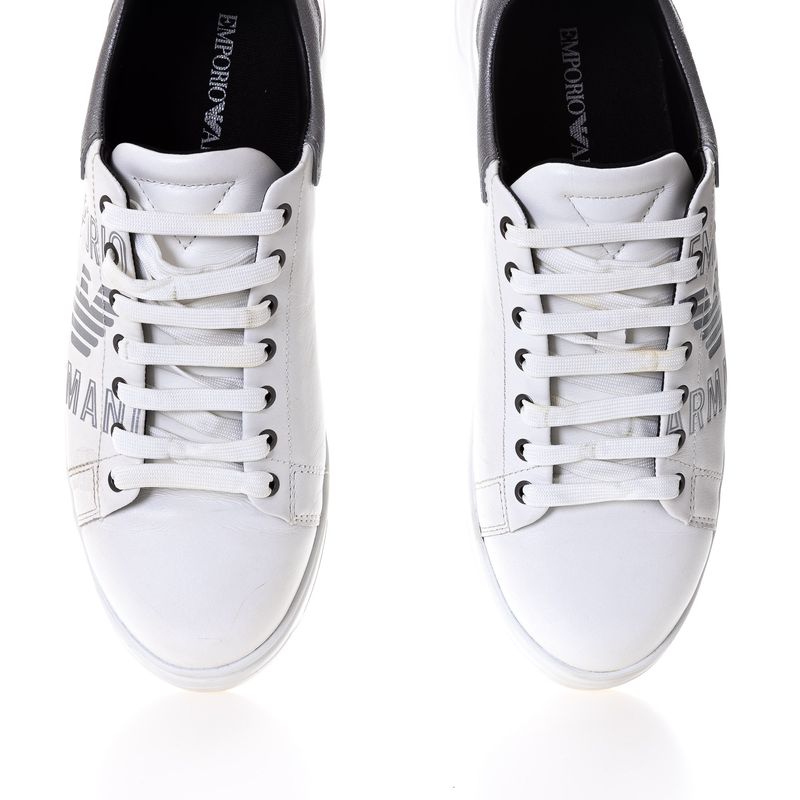 Tenis-Emporio-Armani-Couro-Branco-e-Prateado