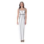 Vestido-Herve-Leger-Bandagem-Longo-Branco-e-Preto