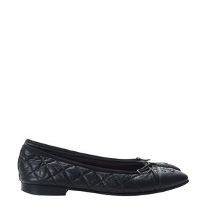 Sapatilha Chanel CC Cap Couro Preto