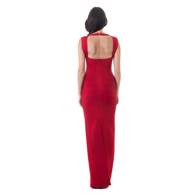 Vestido-Estrella-Herve-Leger-Bandagem-Longo-Vermelho