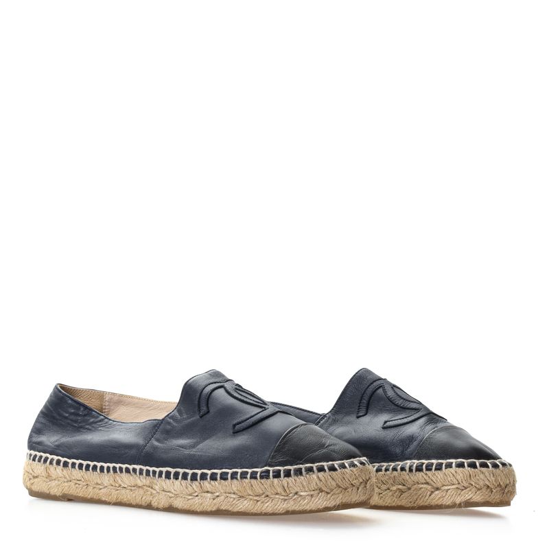 Espadrille-Chanel-CC-Couro-Preto-e-Azul-Marinho