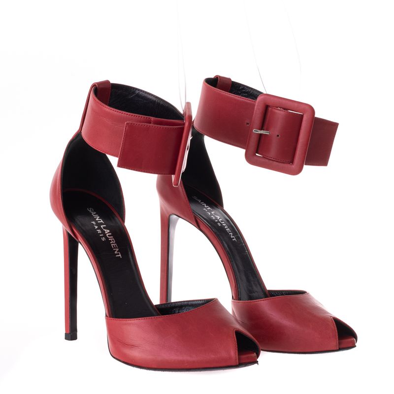 Sandalia-Yves-Saint-Laurent-Couro-Vermelho