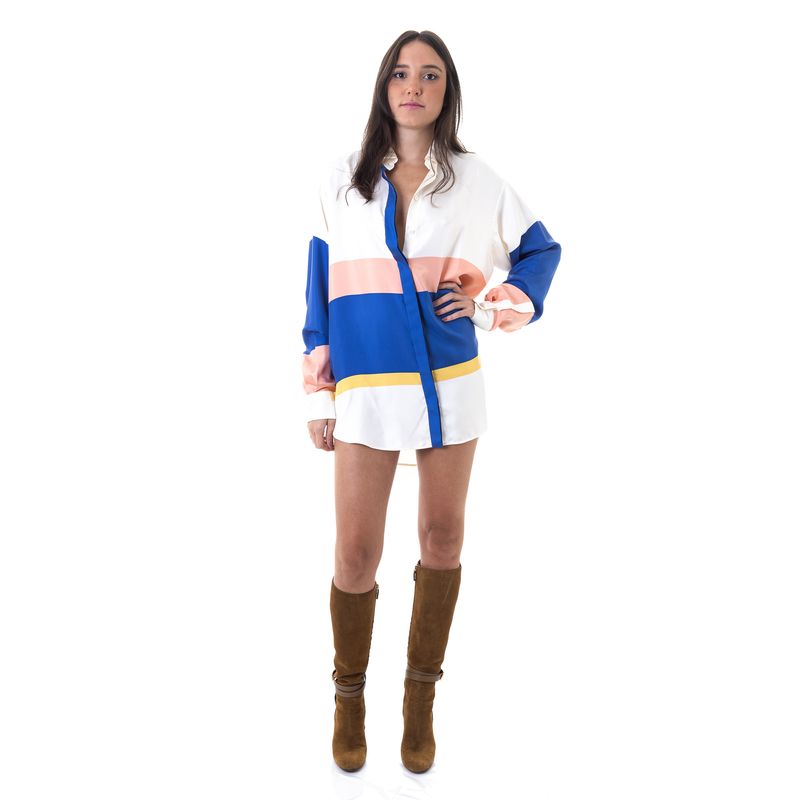 Camisa-Celine-Seda-Branca-Listrada