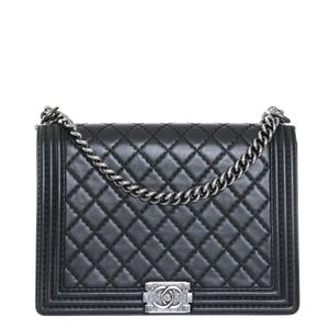Bolsa Chanel Boy Grande Couro Preto
