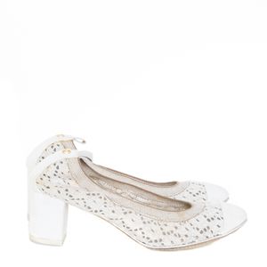 Sapato Chanel Elástico Crochê Branco