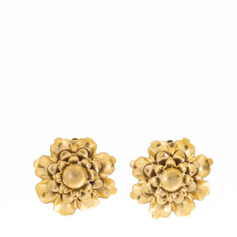 Grampo-de-Sapato-Vintage-Flor-Dourada