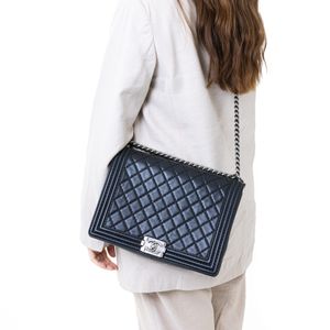 Bolsa Chanel Boy Grande Couro Preto