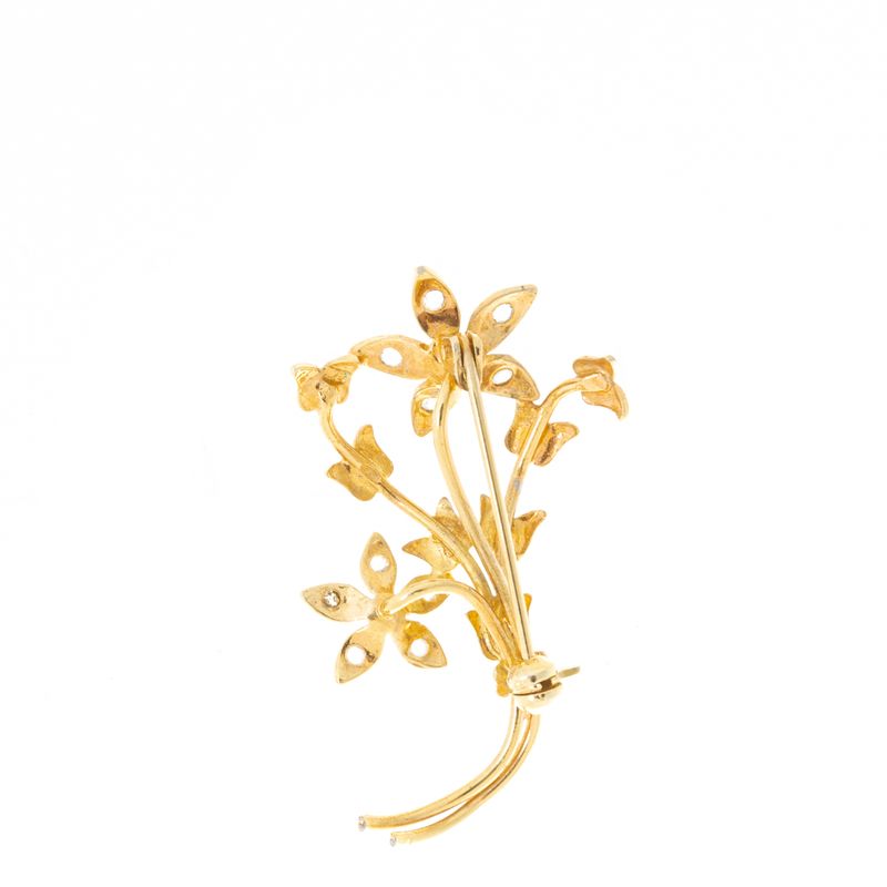 Broche-Vintage-Dourado-Ramo-de-Flores-com-Strass