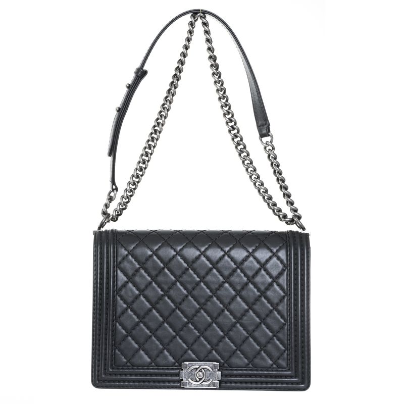 Bolsa-Chanel-Boy-Grande-Couro-Preto
