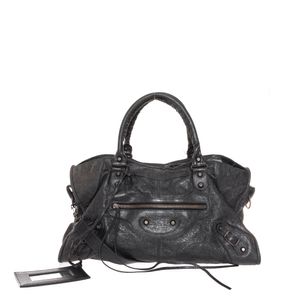 Bolsa Balenciaga Motocross Couro Preta