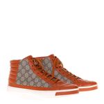 Tenis-Gucci-Cano-Alto-Canvas-GG-Supreme-e-Couro-Laranja