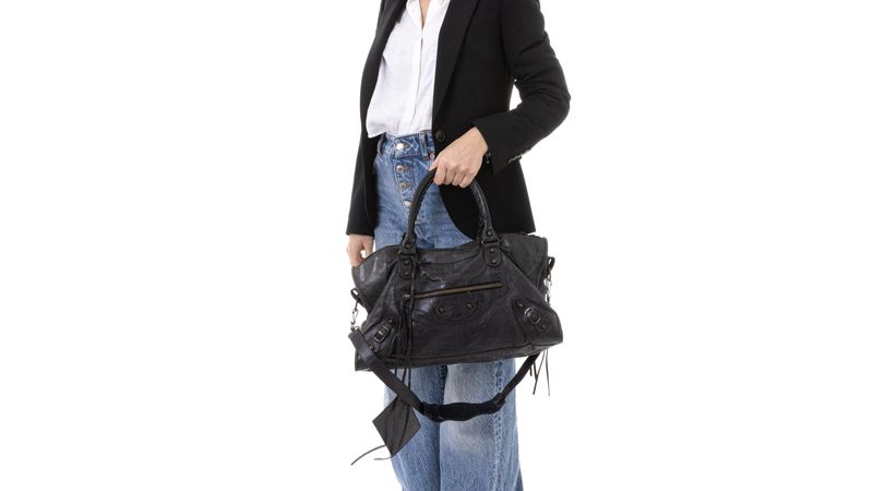 BALENCIAGA ブラック キュロット Bolsa Balenciaga Motocross Couro Preta | Brechó de luxo - Prettynew