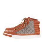 Tenis-Gucci-Cano-Alto-Canvas-GG-Supreme-e-Couro-Laranja