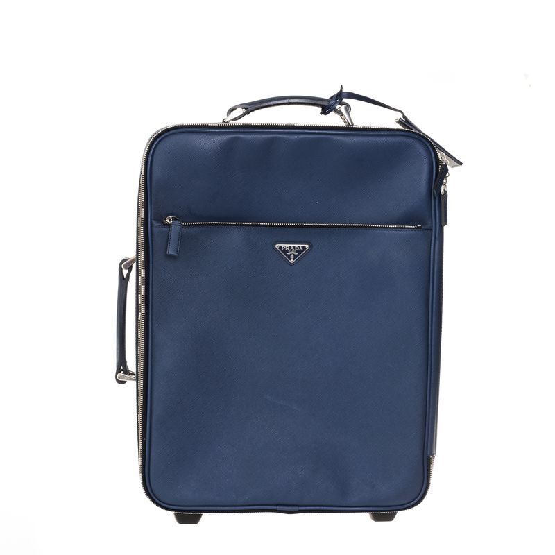 Mala-de-Bordo-Prada-Couro-Saffiano-Azul