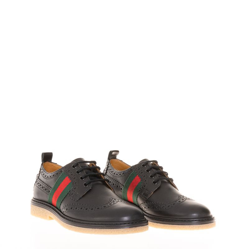 Sapato-Gucci-Derby-Couro-Preto-Faixa-Web-Lateral