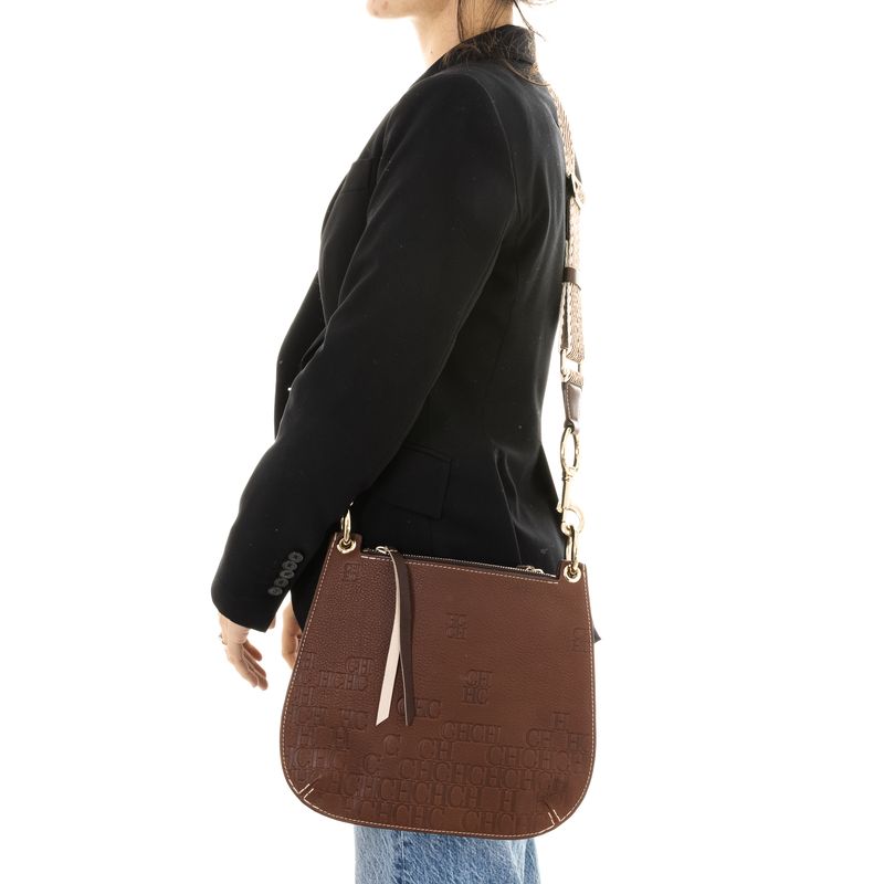 Bolsa-Carolina-Herrera-Castanuela-Reversible-Couro-Caramelo