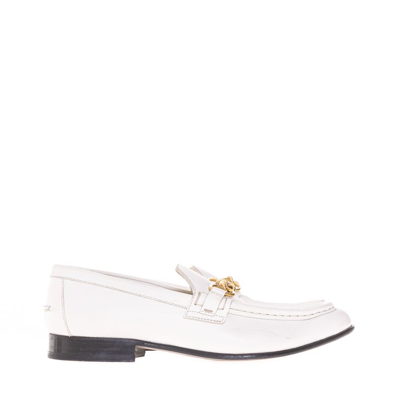 Mocassim-Burberry-Branco-Corrente-Dourada