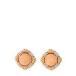 Brinco-de-Pressao-Vintage-Quadrado-Dourado-com-Stass-e-Acetato-Coral