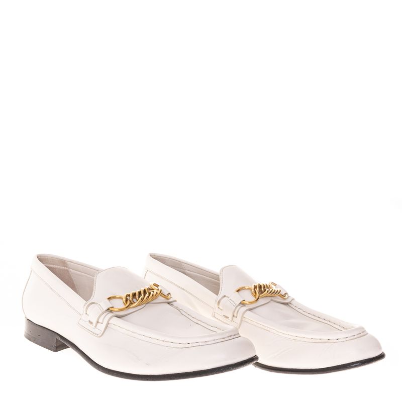 Mocassim-Burberry-Branco-Corrente-Dourada