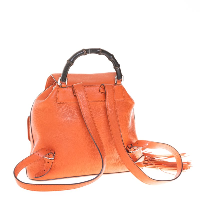Mochila-Gucci-Bamboo-Couro-Laranja