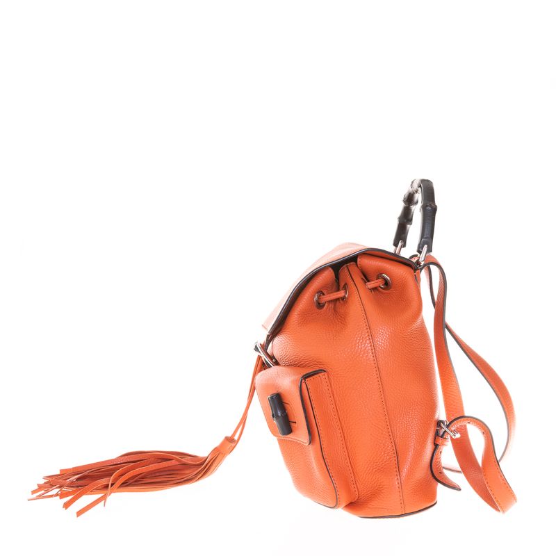 Mochila-Gucci-Bamboo-Couro-Laranja