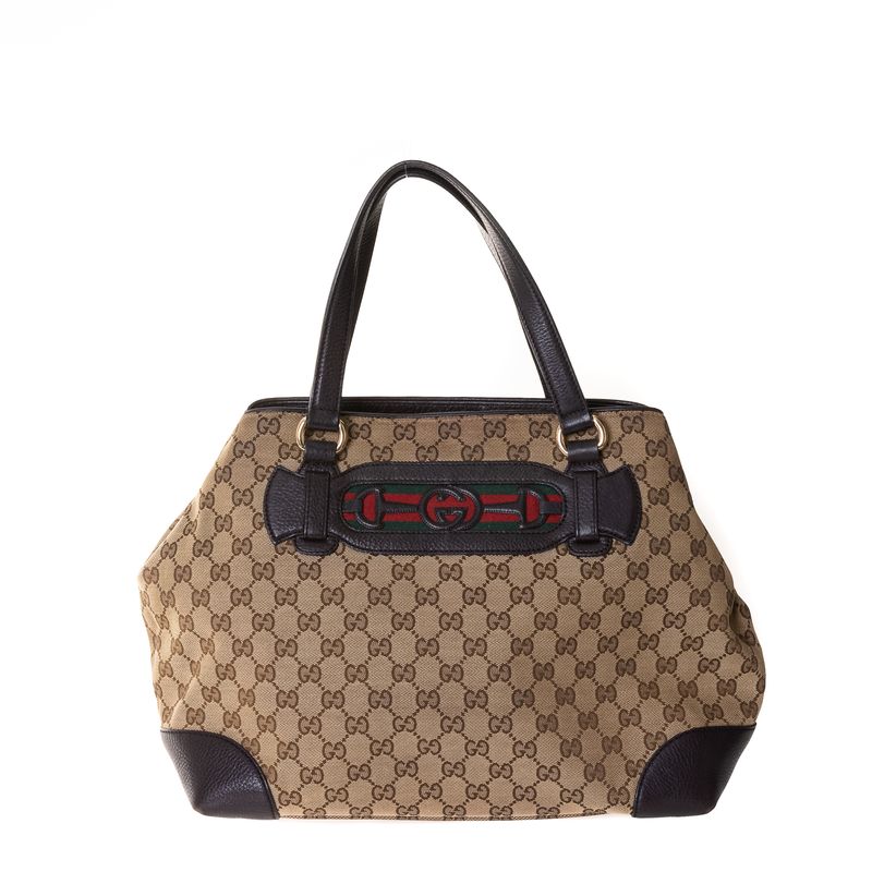 Bolsa-Gucci-Jacquard-Couro-Marrom