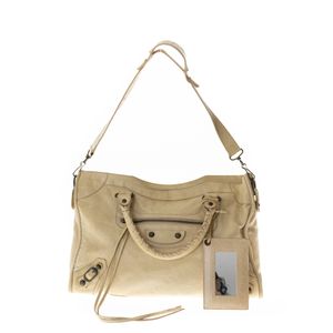 Bolsa Balenciaga Motocross Couro Bege