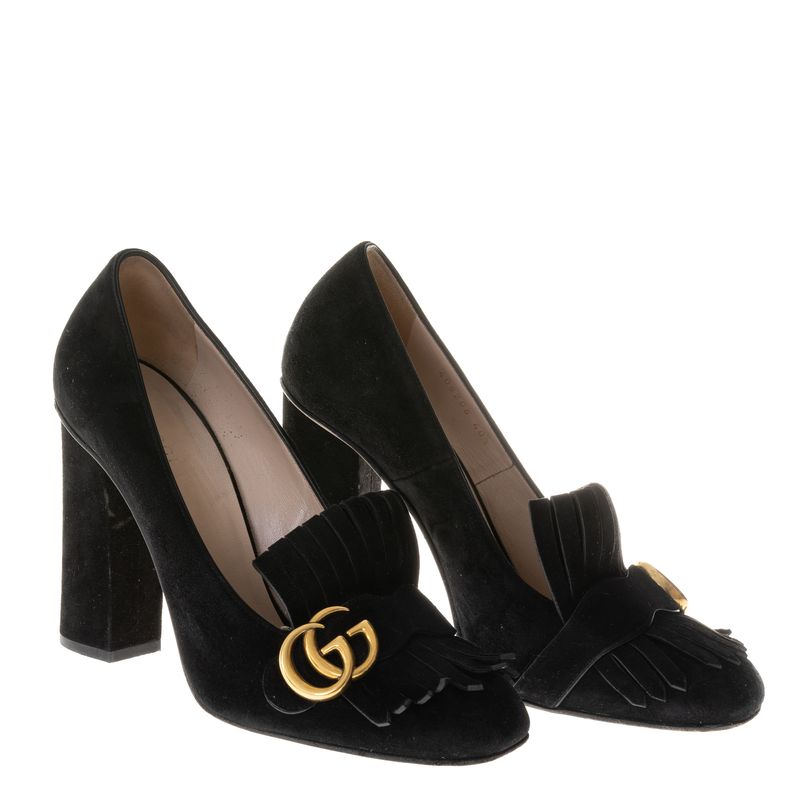 Sapato-de-Salto-Gucci-com-Franjas-Preto