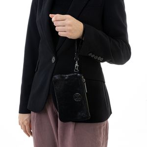 Clutch Tory Burch Verniz Efeito Craquelado Preto com Alça