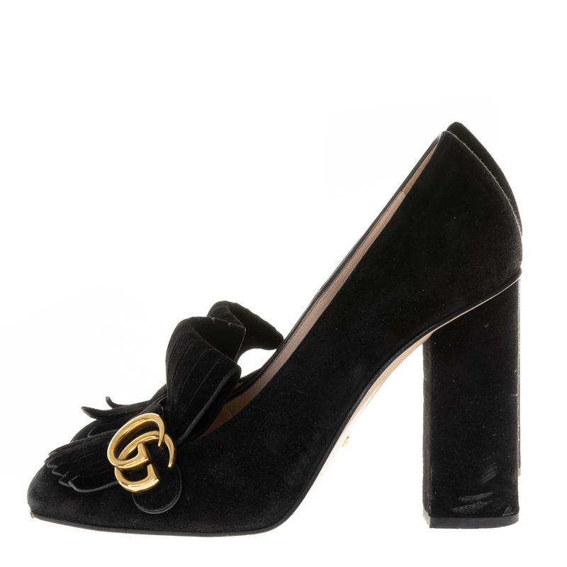 Sapato-de-Salto-Gucci-com-Franjas-Preto