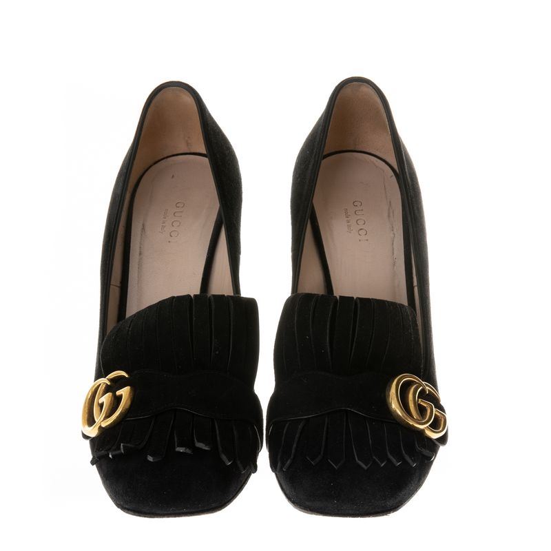 Sapato-de-Salto-Gucci-com-Franjas-Preto