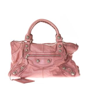 Bolsa Balenciaga Motocross Classic Work Couro Rosa