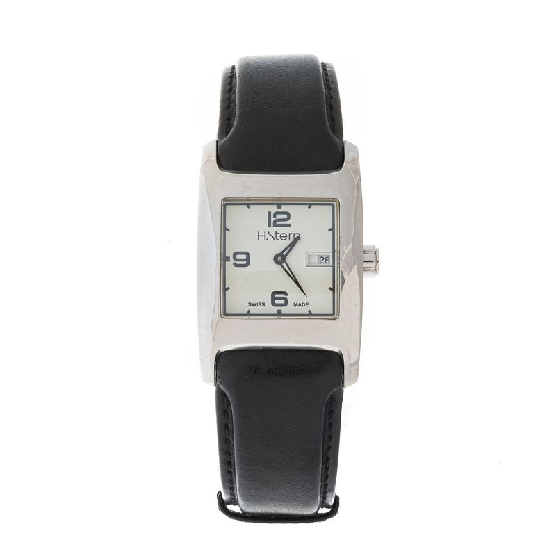 Relogio-H.Stern-Form-Prateado-Pulseira-de-Couro-Preto