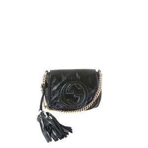Bolsa Gucci Soho Flap Crossbody Pequena Verniz Preto