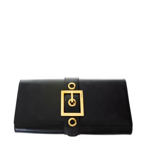 Clucth Gucci Couro Preto com Fivela