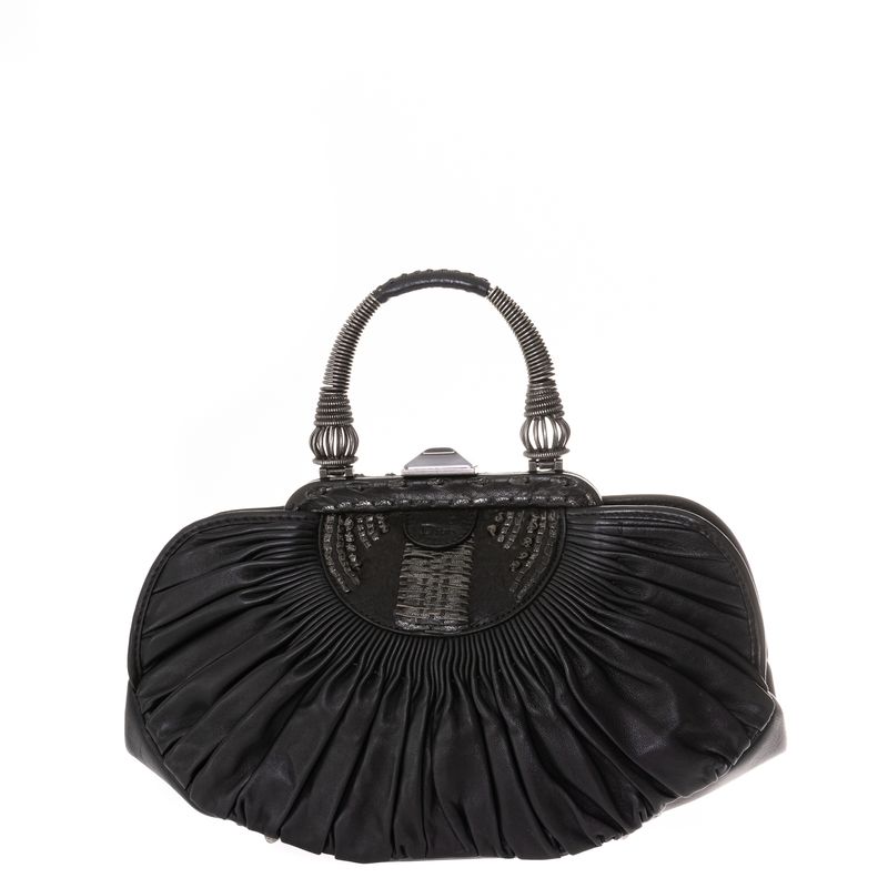 Bolsa-Christian-Dior-Plisse-Basket-Tote-Couro-Preto