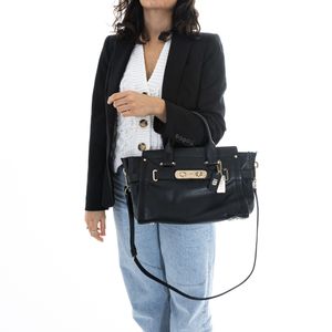 Bolsa Coach Swagger Couro Preto