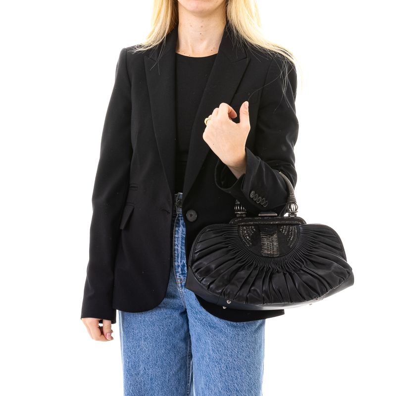Bolsa-Christian-Dior-Plisse-Basket-Tote-Couro-Preto