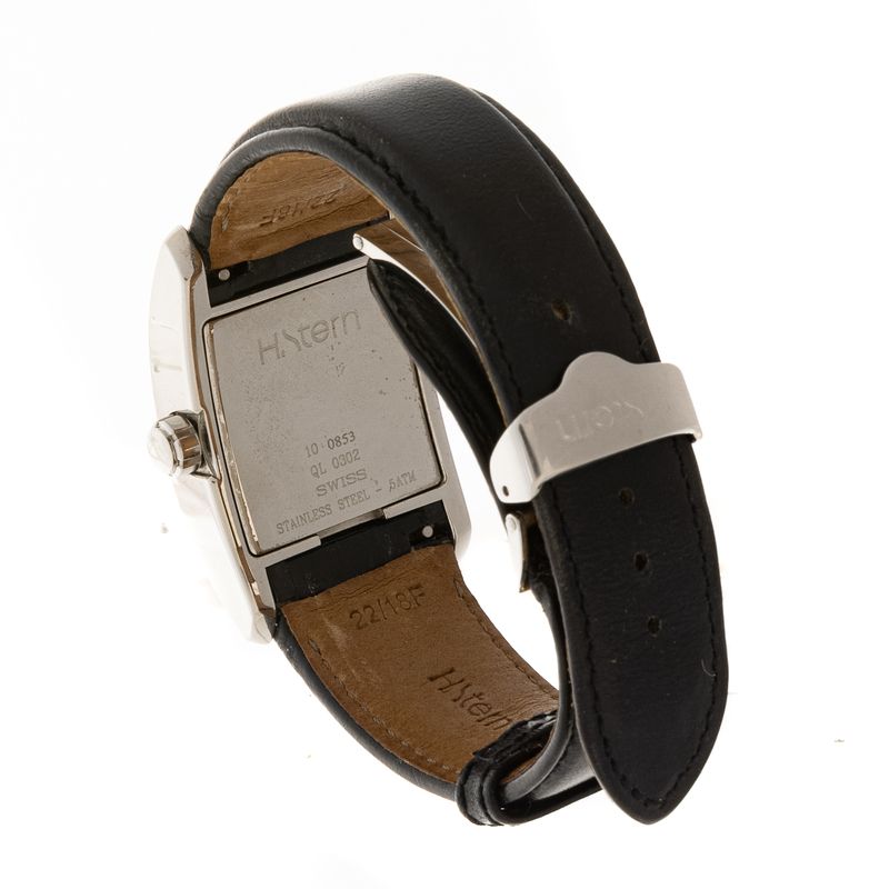 Relogio-H.Stern-Form-Prateado-Pulseira-de-Couro-Preto
