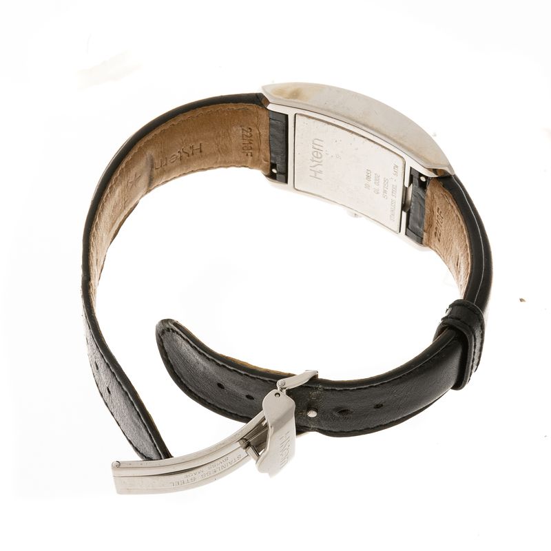 Relogio-H.Stern-Form-Prateado-Pulseira-de-Couro-Preto