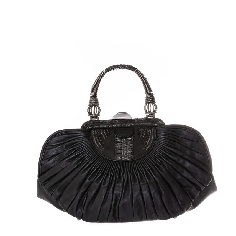 Bolsa-Christian-Dior-Plisse-Basket-Tote-Couro-Preto
