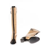 Bota-Chanel-Bicolor-Couro-Bege-Verniz-Preto