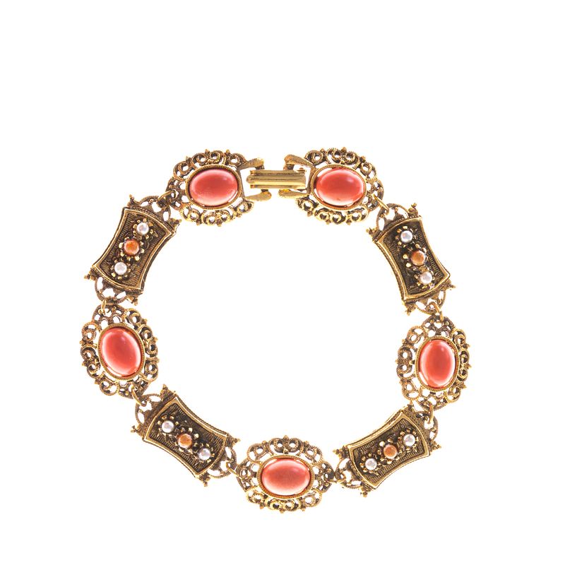 Pulseira-Vintage-Dourado-Antigo-Acetato-Coral