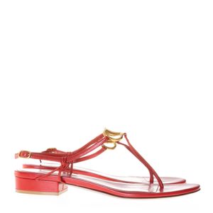 Sandália Rasteira Valentino Couro Vermelho